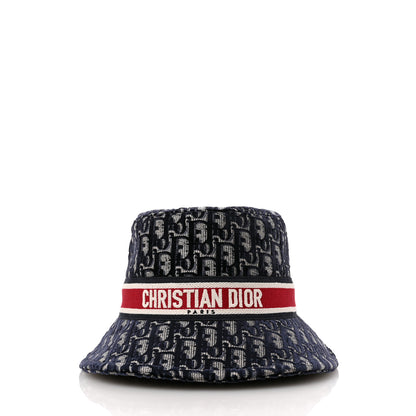 Christian Dior Velvet Oblique Large Brim Bucket Hat 58 Bleu Red 3 of 9