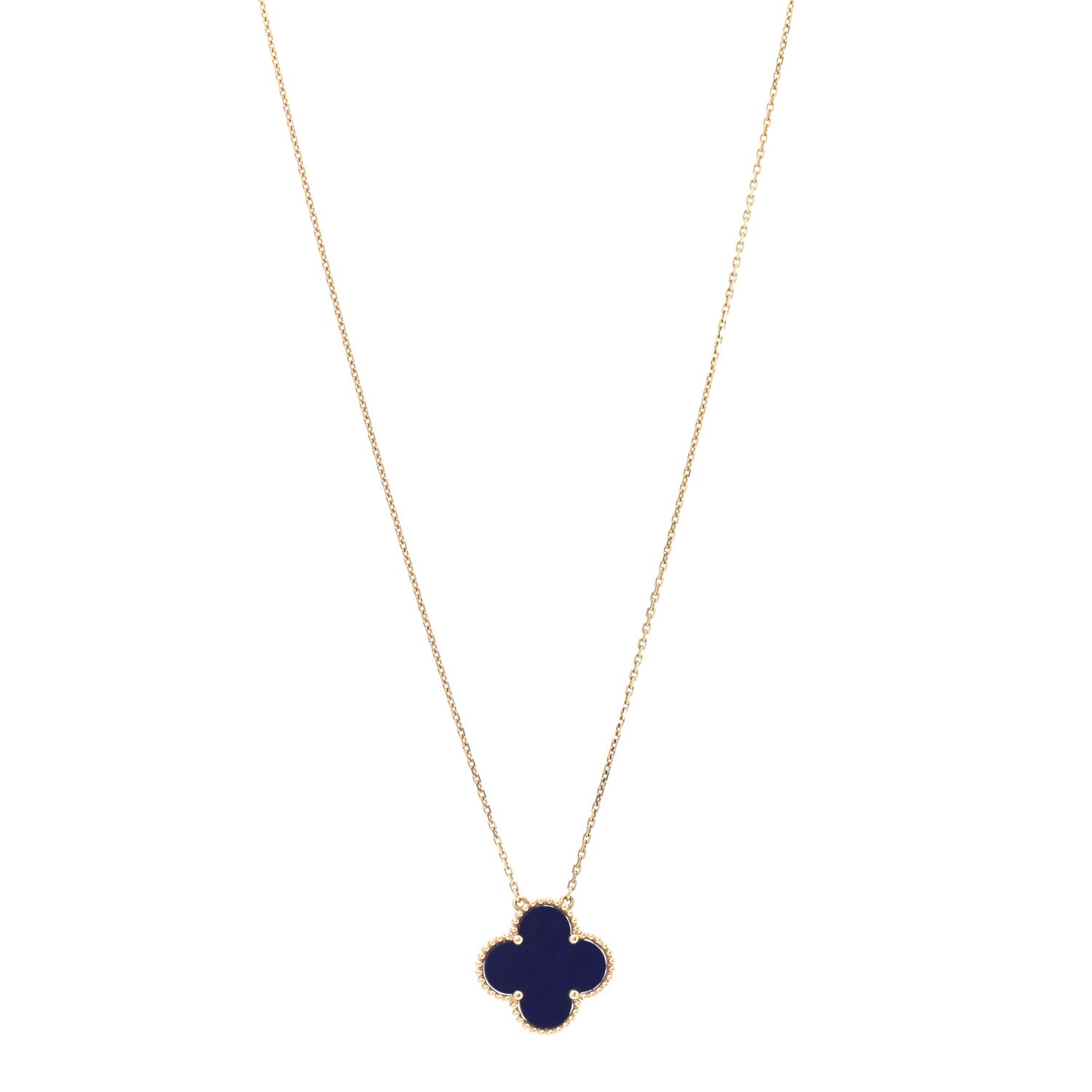 Van Cleef & Arpels 18K Yellow Gold Blue Sevres Porcelain Magic Alhambra Vendome Necklace 1 of 7