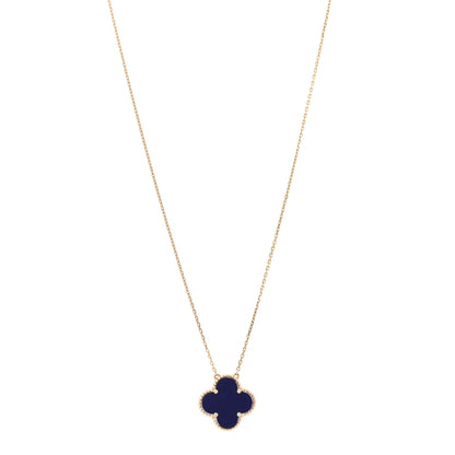 Van Cleef & Arpels 18K Yellow Gold Blue Sevres Porcelain Magic Alhambra Vendome Necklace 1 of 7