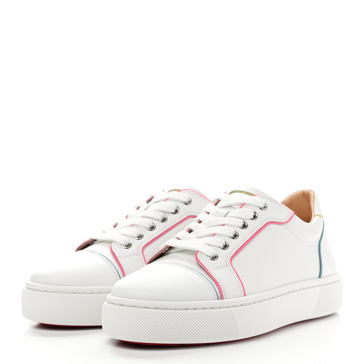 Calfskin Patent Vieirissima Flat Sneakers 38.5 White Multicolor