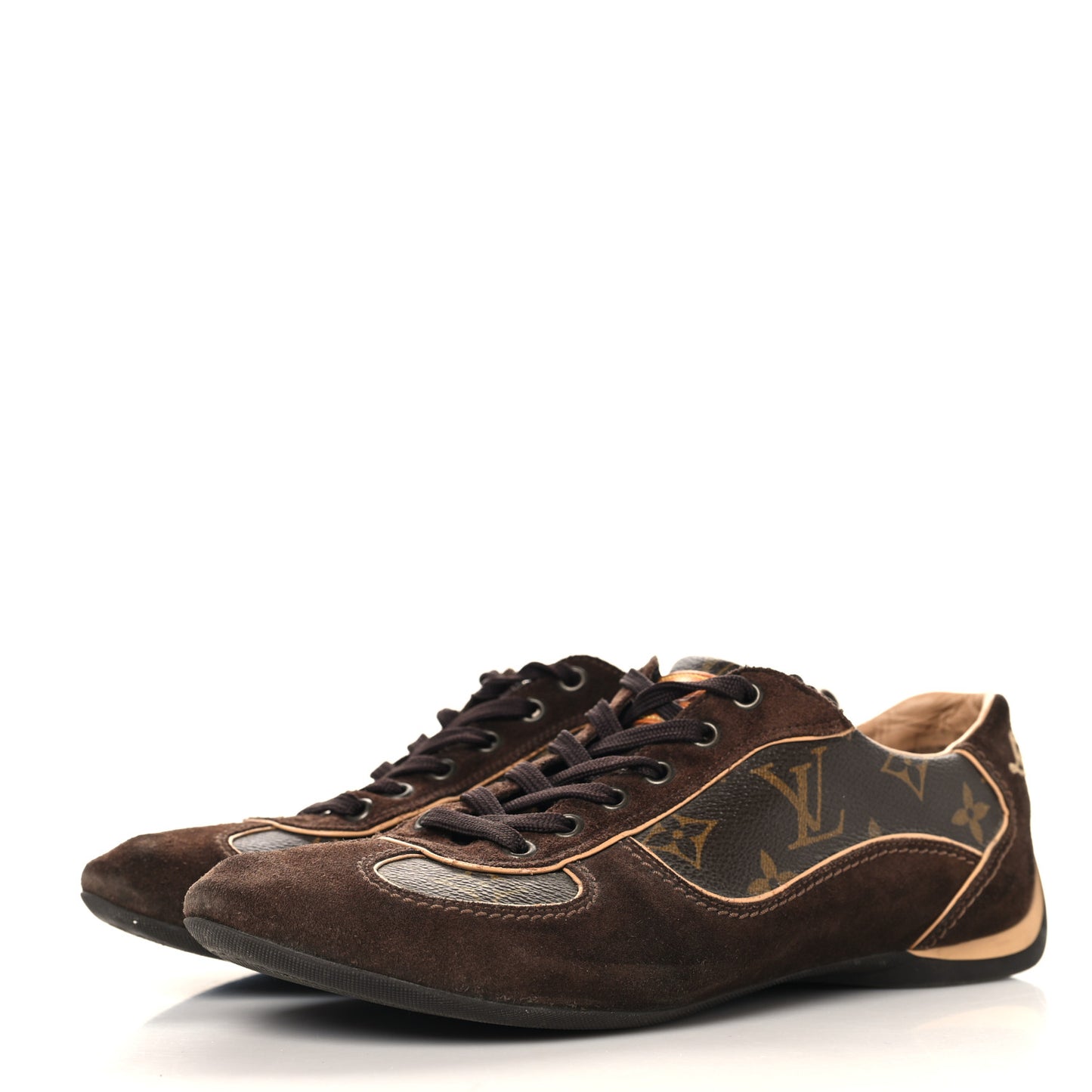 Suede Calfskin Monogram Womens Energie Sneakers 38 Brown
