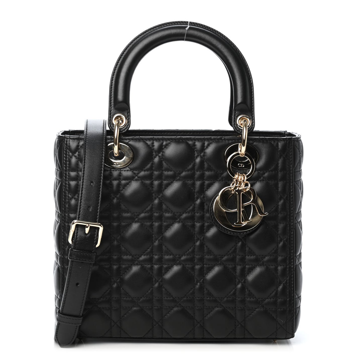 Lambskin Cannage Medium Lady Dior Black