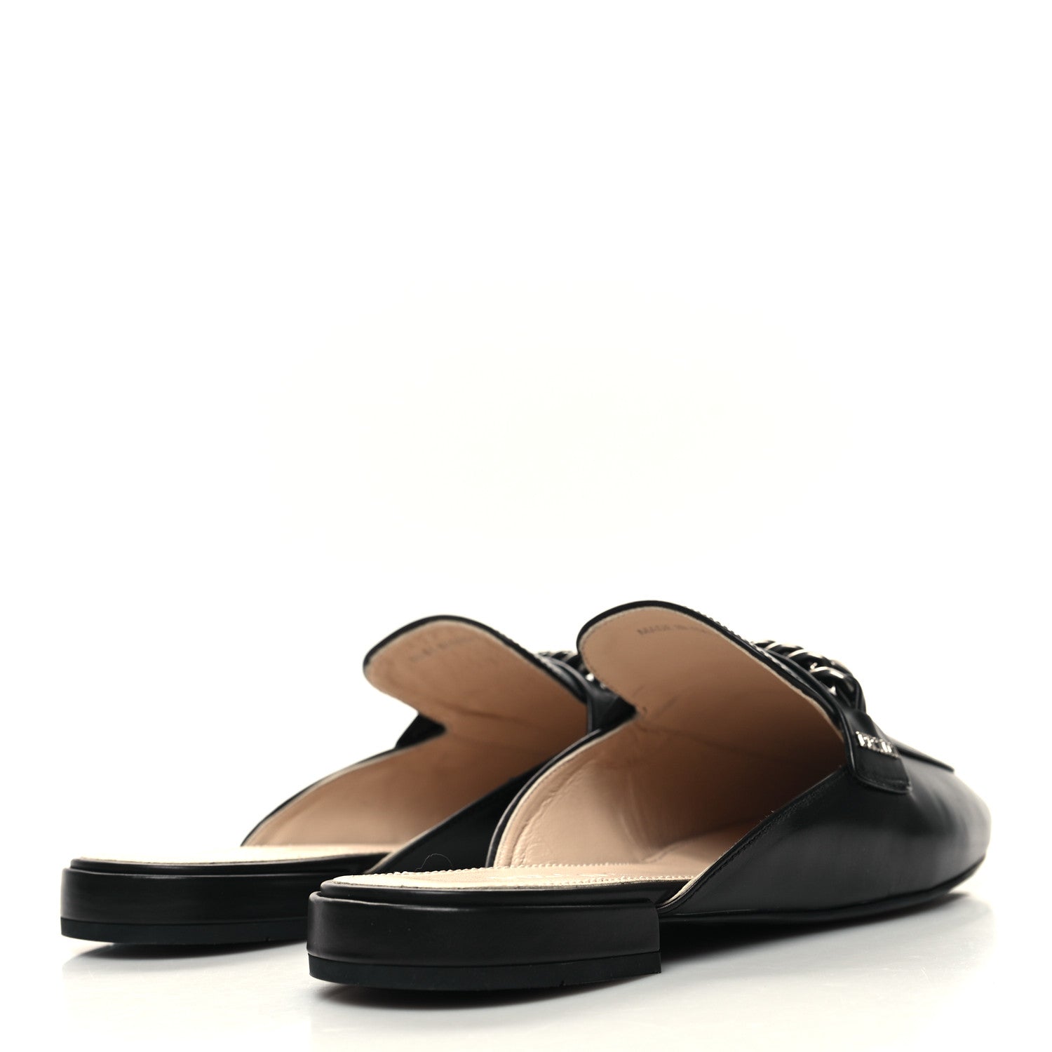 Prada Vitello Lux Chain Mules 37 Black 4 of 9