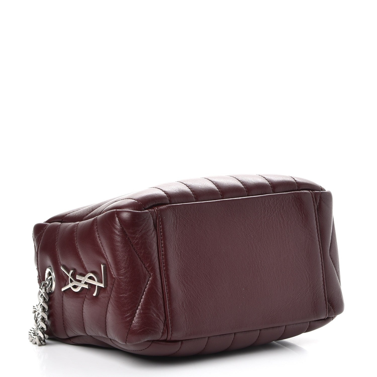 Saint Laurent Calfskin Y Quilted Monogram Small Loulou Bowling Bag Burgundy 4 of 8