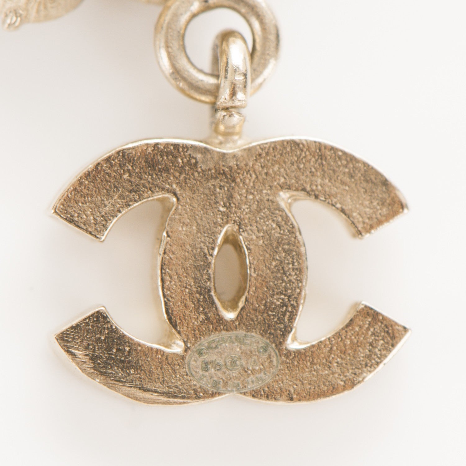 Chanel Crystal CC Flower Dangle Earrings Gold Beige 3 of 4