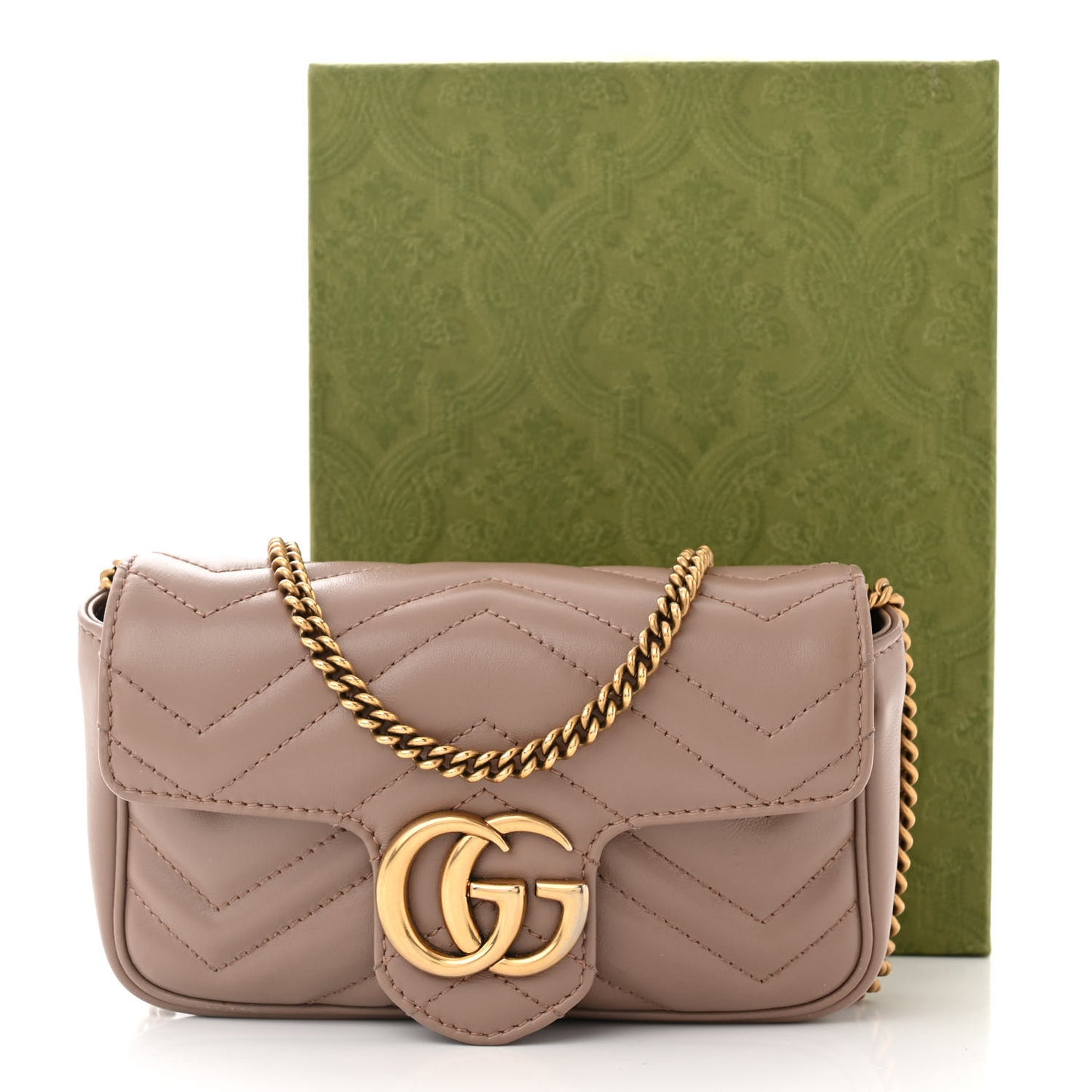 Calfskin Matelasse Super Mini GG Marmont Shoulder Bag Porcelain Rose