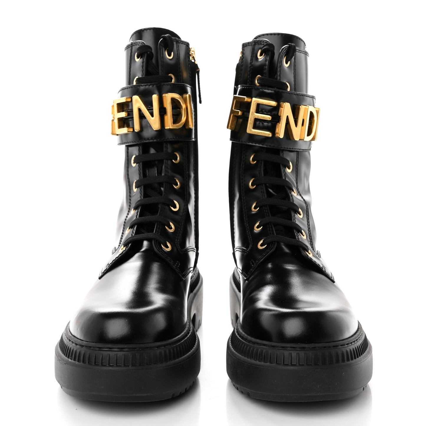 Vitello Abrasivato Fendigraphy 50mm Biker Boots 38.5 Black