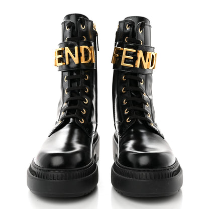 Fendi Vitello Abrasivato Fendigraphy 50mm Biker Boots 38.5 Black 2 of 11