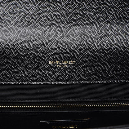 Saint Laurent Grain De Poudre Matelasse Chevron Large Monogram Satchel Black 6 of 11