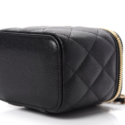 Chanel Caviar Quilted Mini Pearl On Top Vanity Case With Chain Black 7 of 11