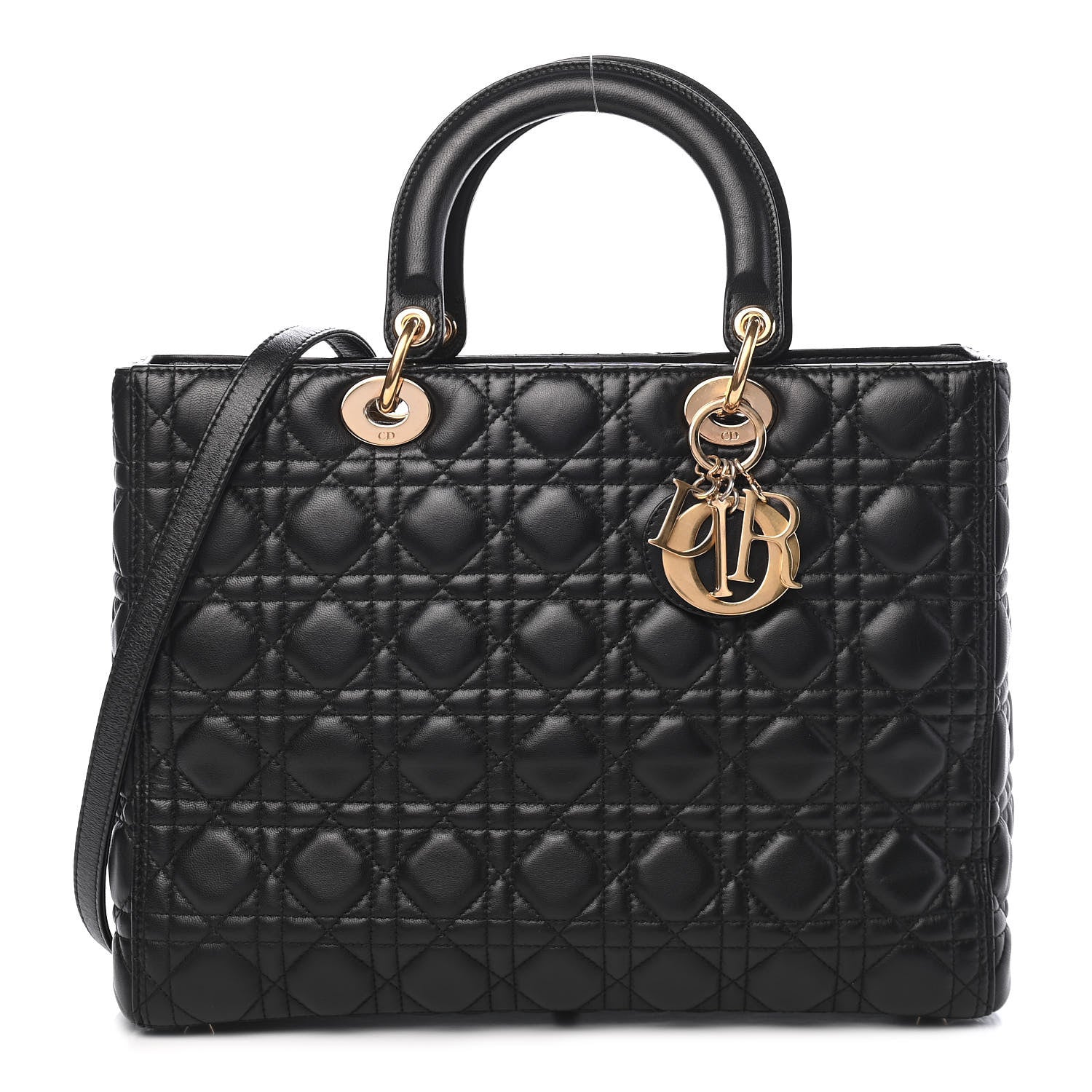 Christian Dior Lambskin Cannage Large Lady Dior Black 1 of 9