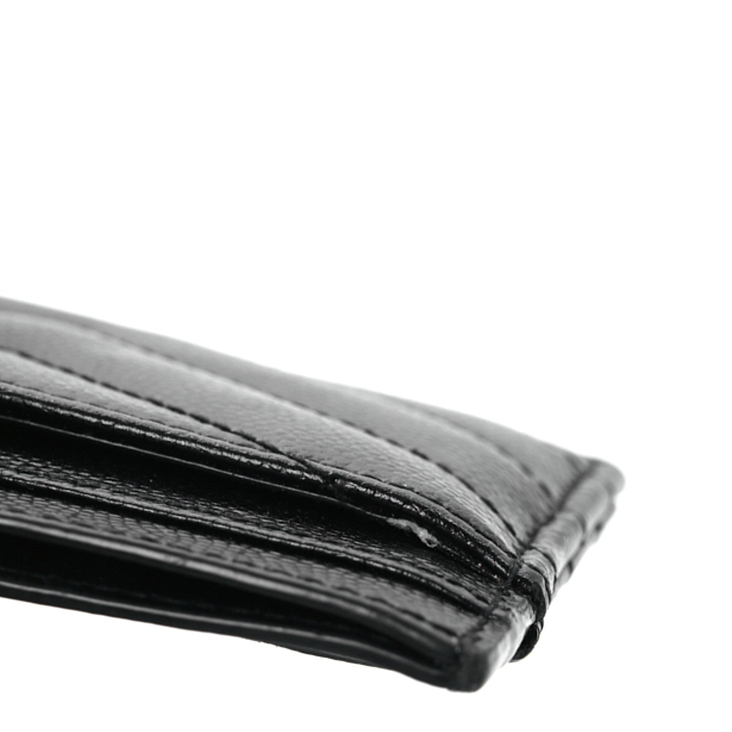Saint Laurent Grain De Poudre Matelasse Chevron Monogram Credit Card Case Black 10 of 10