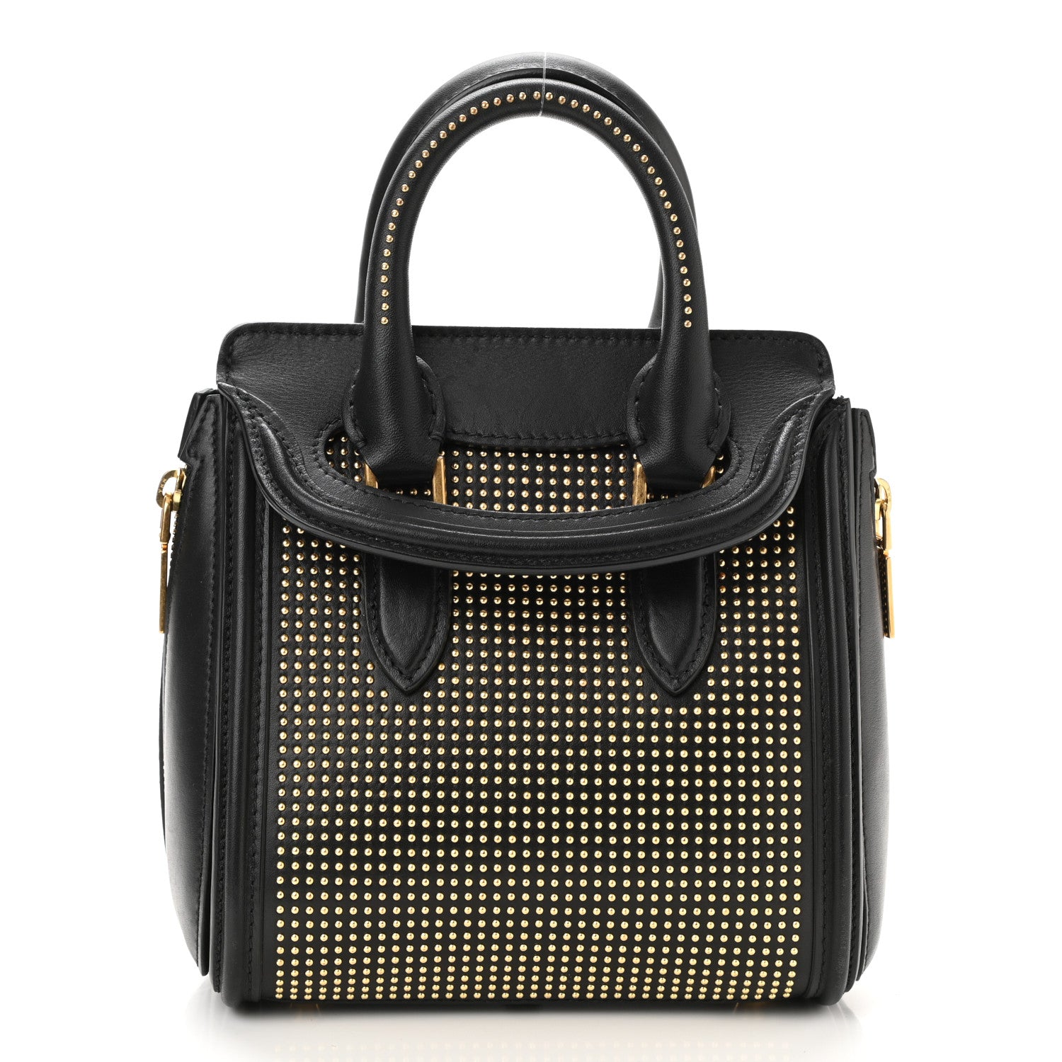 Alexander McQueen Leather Studded Mini Heroine Top Handle Bag Black 1 of 9