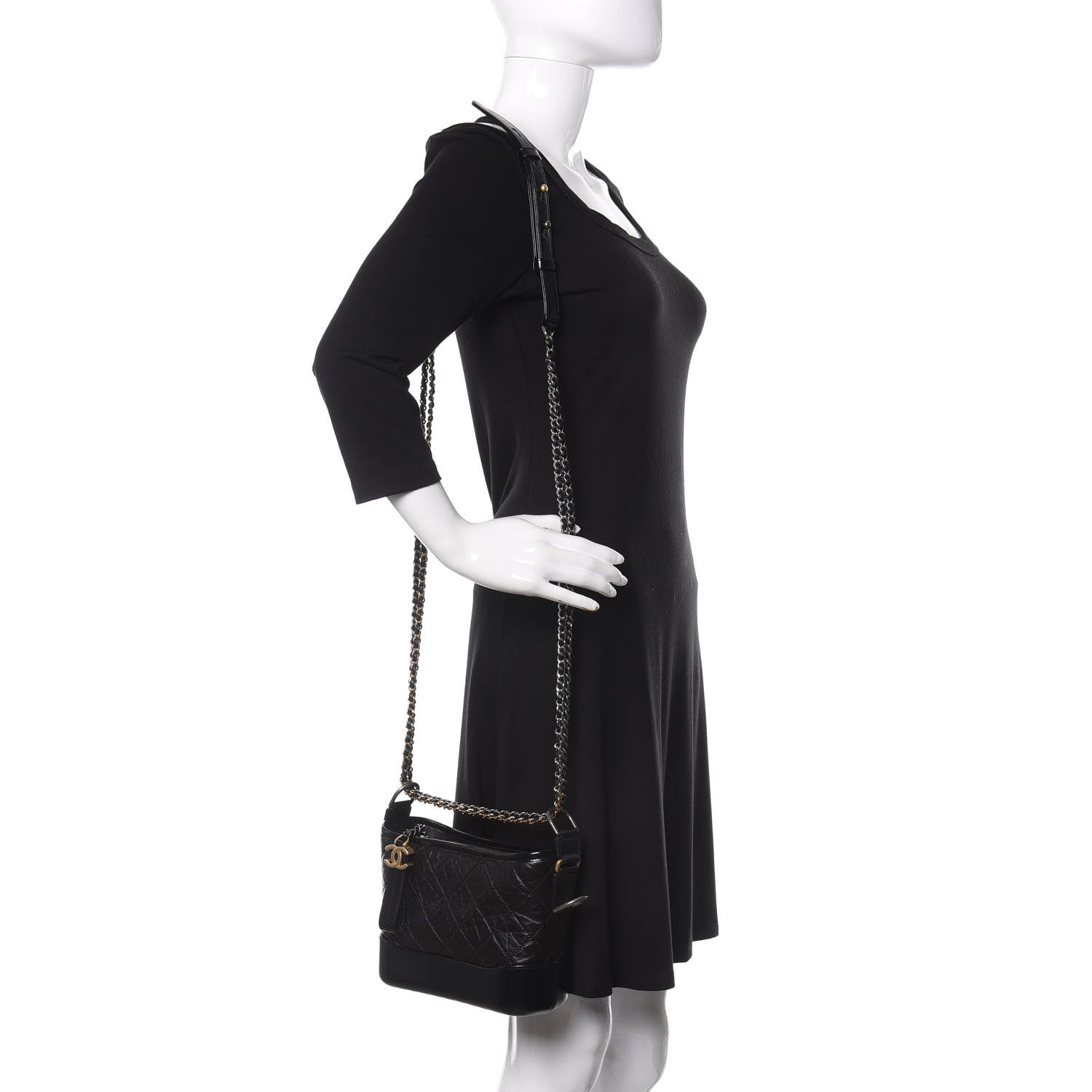 Chanel Aged Calfskin Quilted Small Gabrielle Hobo Black 2 of 10