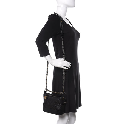 Chanel Aged Calfskin Quilted Small Gabrielle Hobo Black 2 of 10