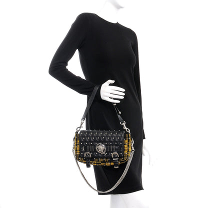Versace Calfskin Tartan Studded Medusa Chain Flap Bag Yellow 2 of 7