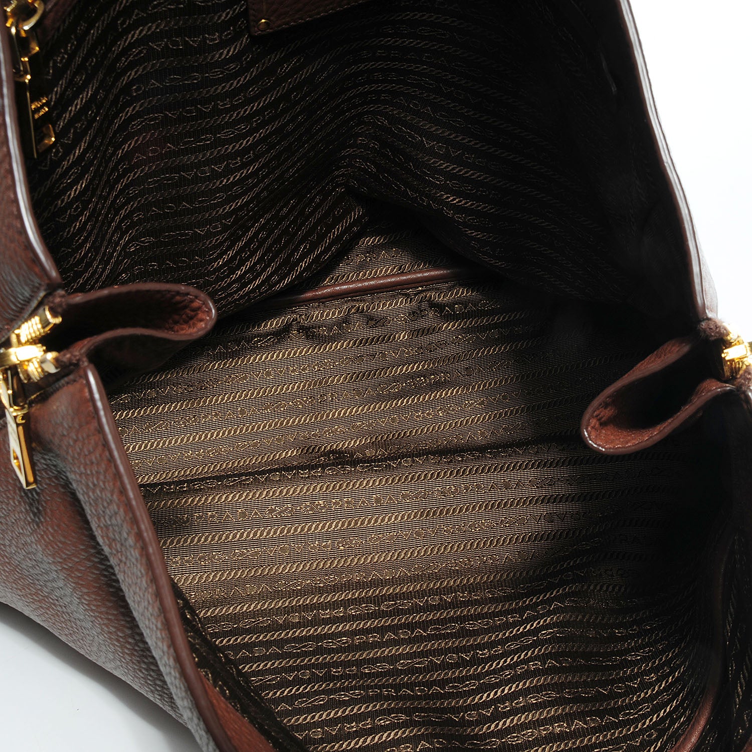 Prada Vitello Daino Side Zip Shopping Tote Palissandro 11 of 16
