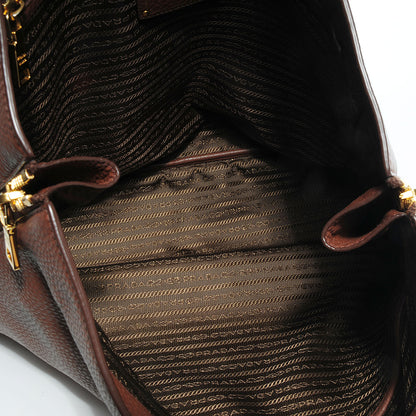 Prada Vitello Daino Side Zip Shopping Tote Palissandro 11 of 16