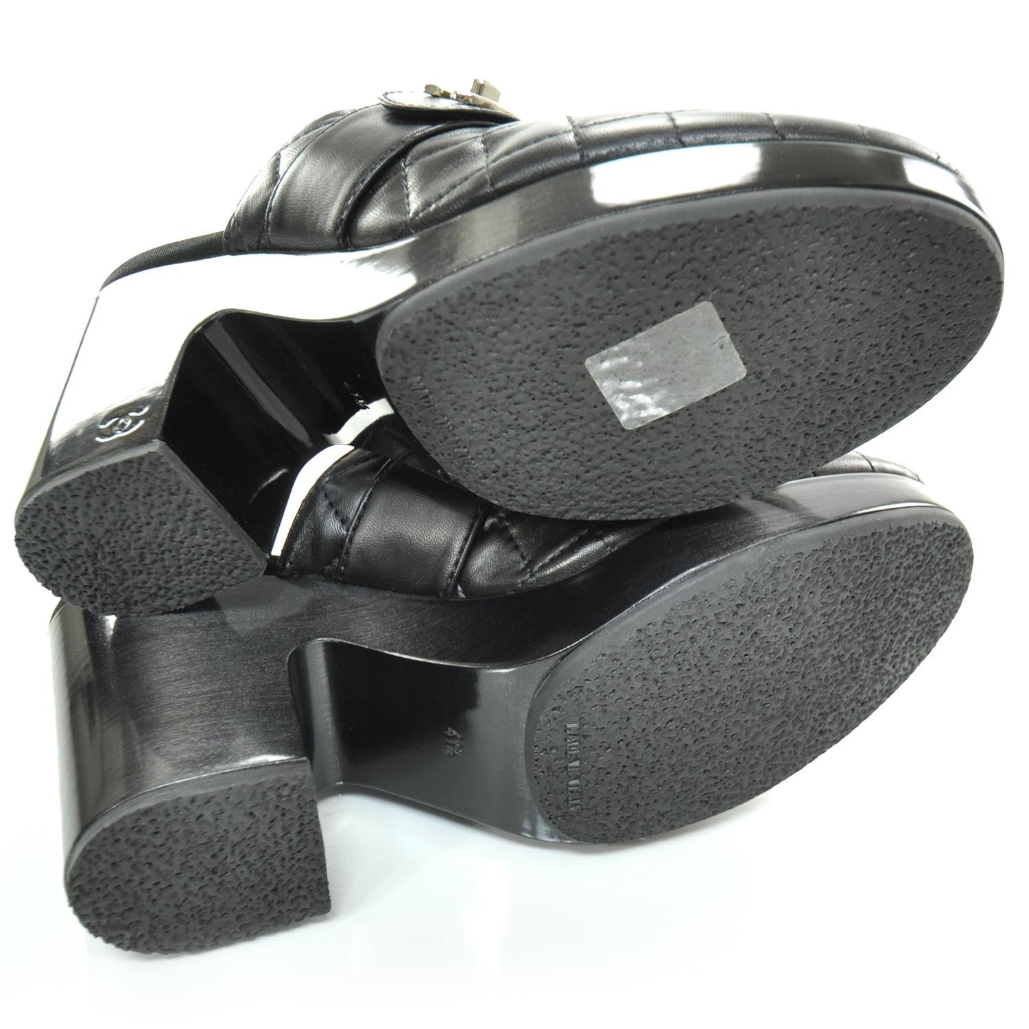 Chanel Leather Quilted Wooden Mules 41.5 Black 5 of 9