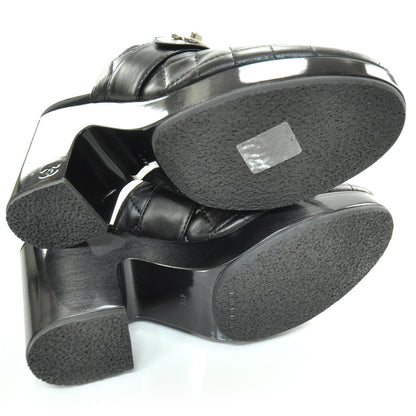 Chanel Leather Quilted Wooden Mules 41.5 Black 5 of 9