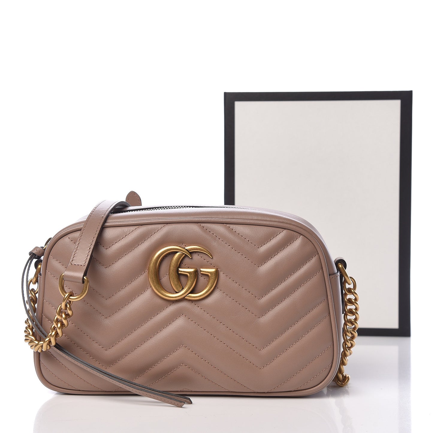 Calfskin Matelasse Small GG Marmont Chain Shoulder Bag Porcelain Rose