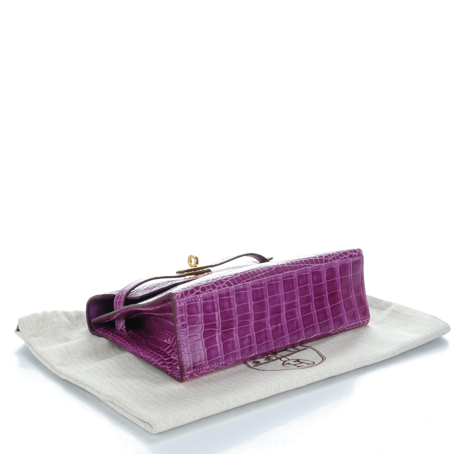 Shiny Alligator Kelly Pochette Violet