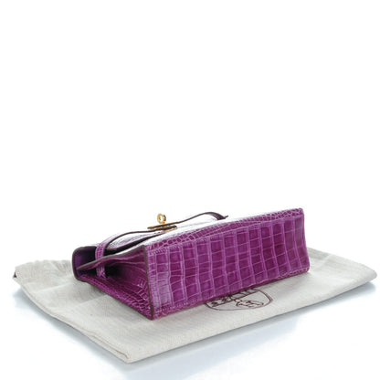 Hermes Shiny Alligator Kelly Pochette Violet 3 of 21