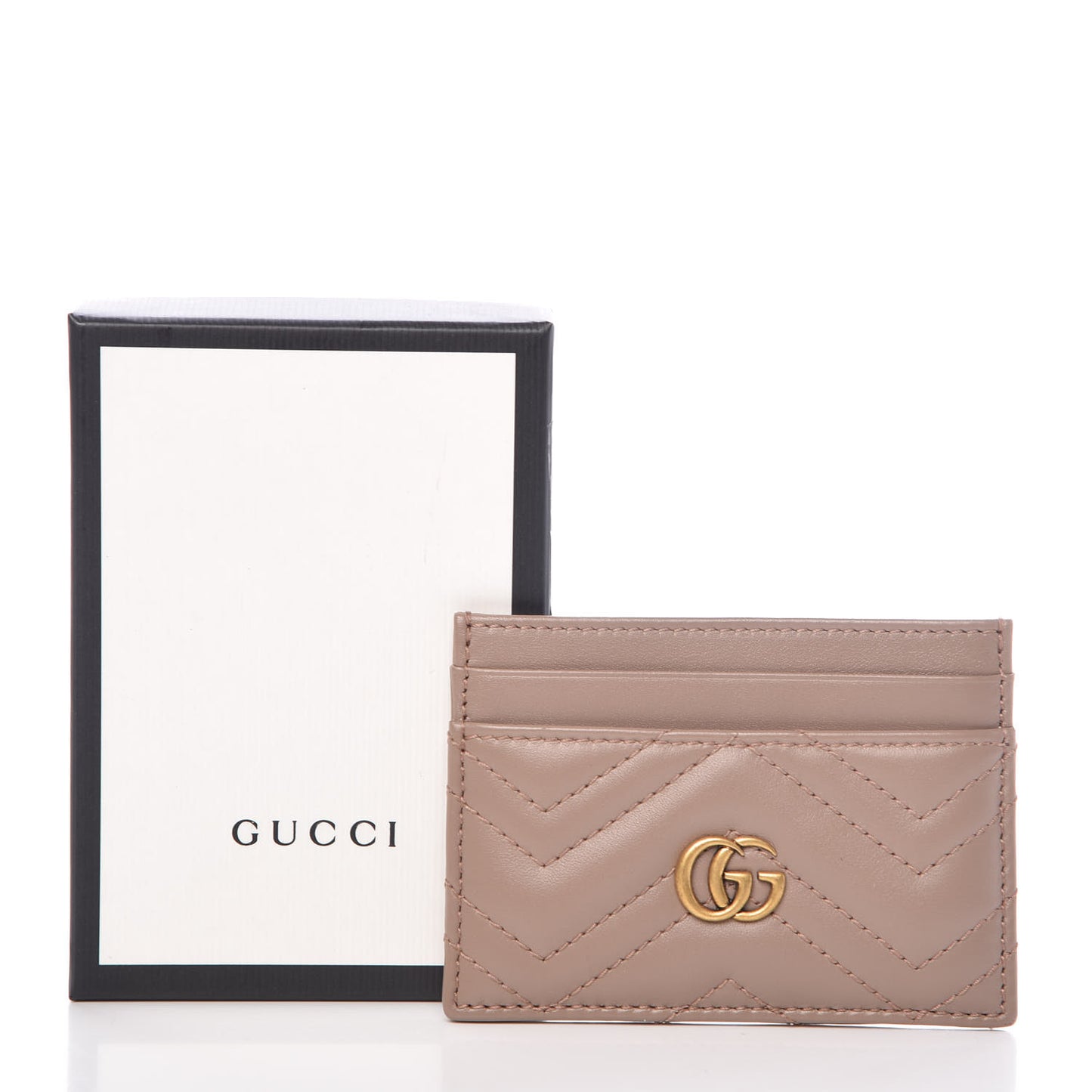 Calfskin Matelasse GG Marmont Card Holder Porcelain Rose
