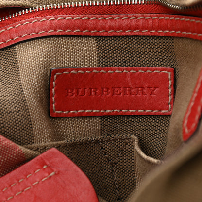 Burberry Canvas Mega Check Medium Tottenham Brit Tote Cadmium Red 6 of 13