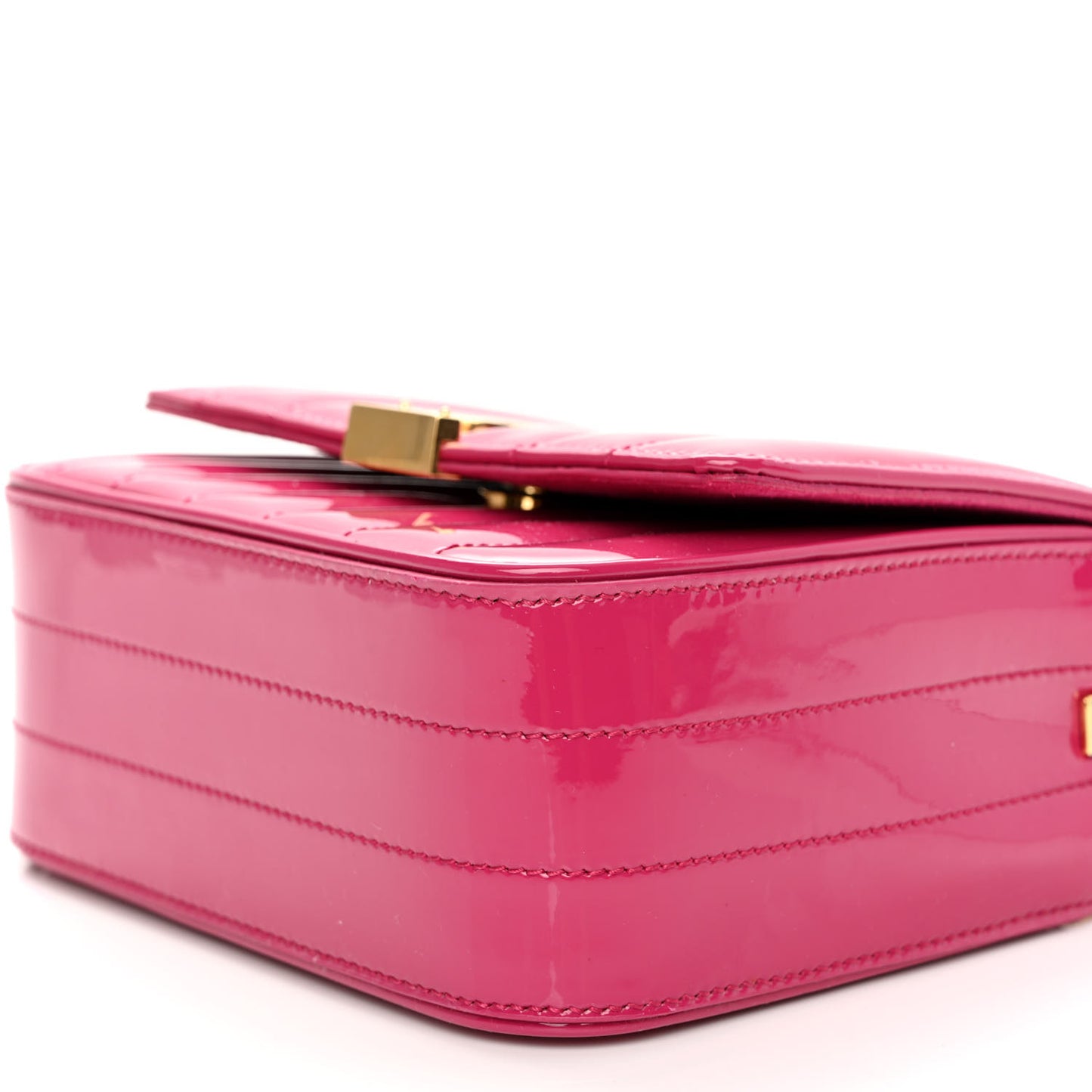 Patent Calfskin Matelasse Monogram Small Vicky Chain Bag Bubblegum