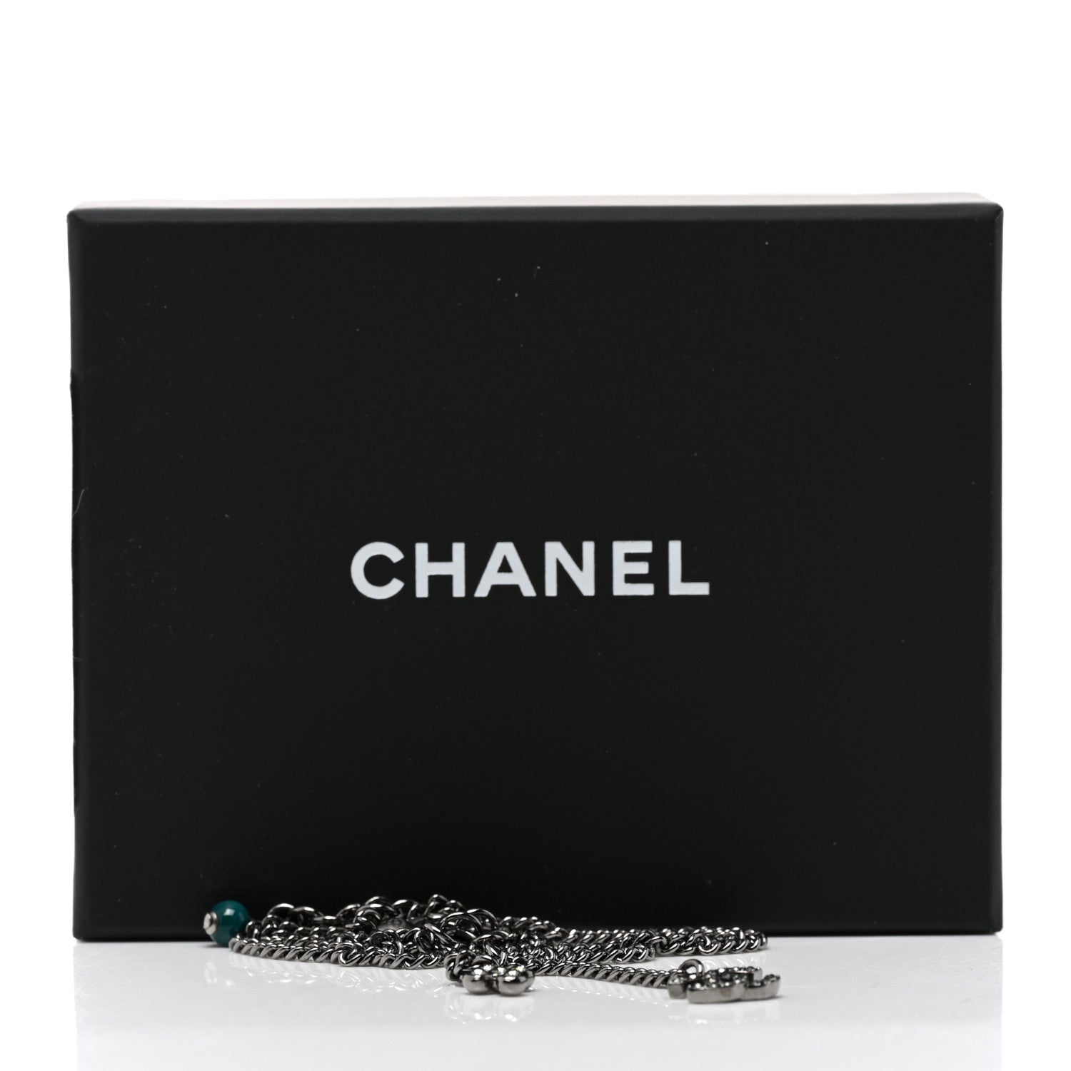 Chanel Ruthenium Crystal Flower CC Lariat Necklace 6 of 6