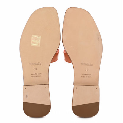 Hermes Calfskin Oran Sandals 36 Orange Terracotta 5 of 11