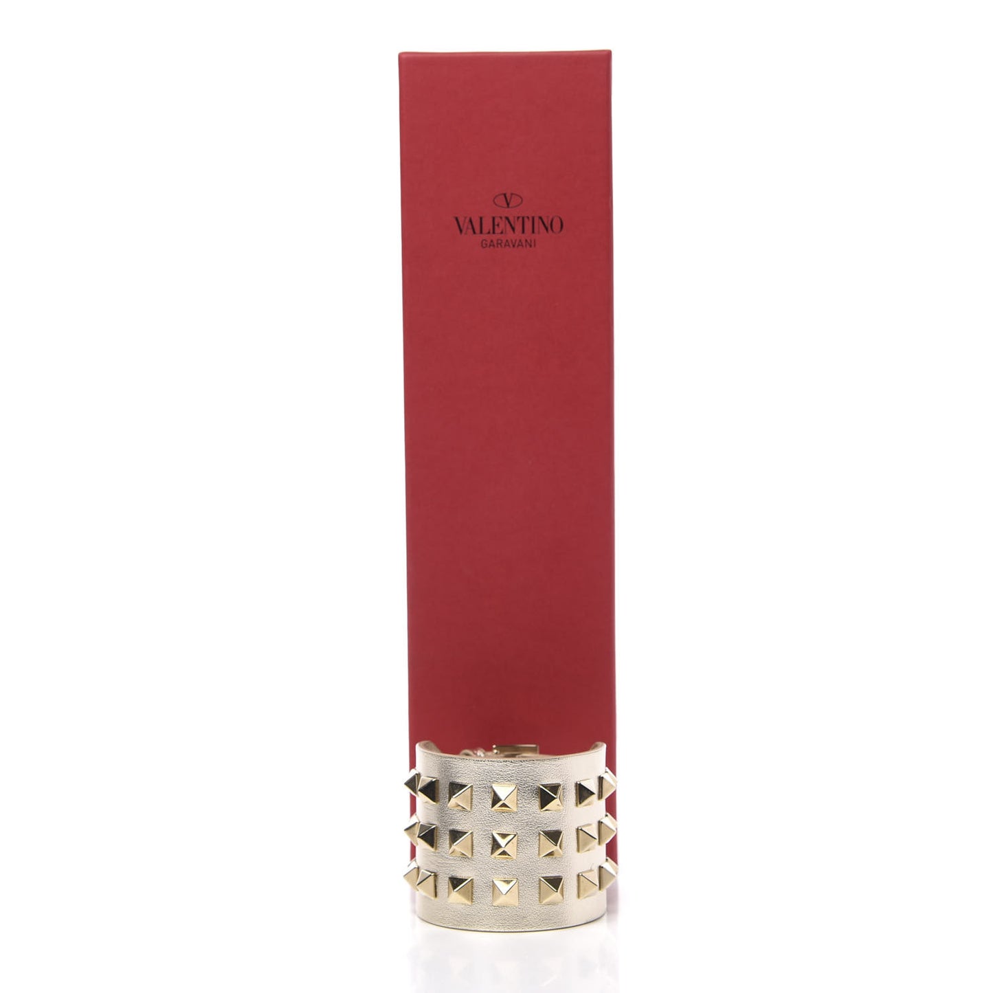 Metallic Vitello Rockstud Cuff Bracelet Gold