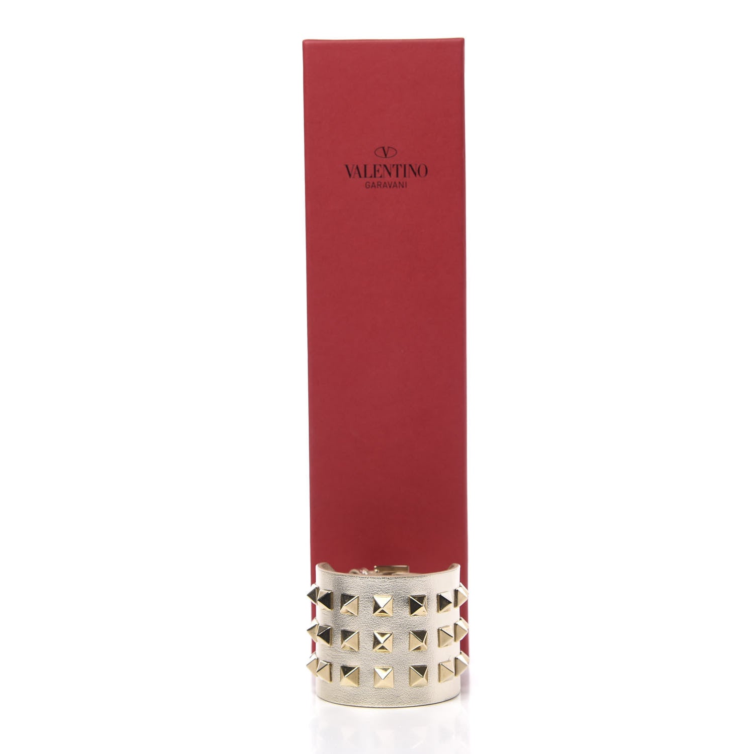 Valentino Garavani Metallic Vitello Rockstud Cuff Bracelet Gold 6 of 6