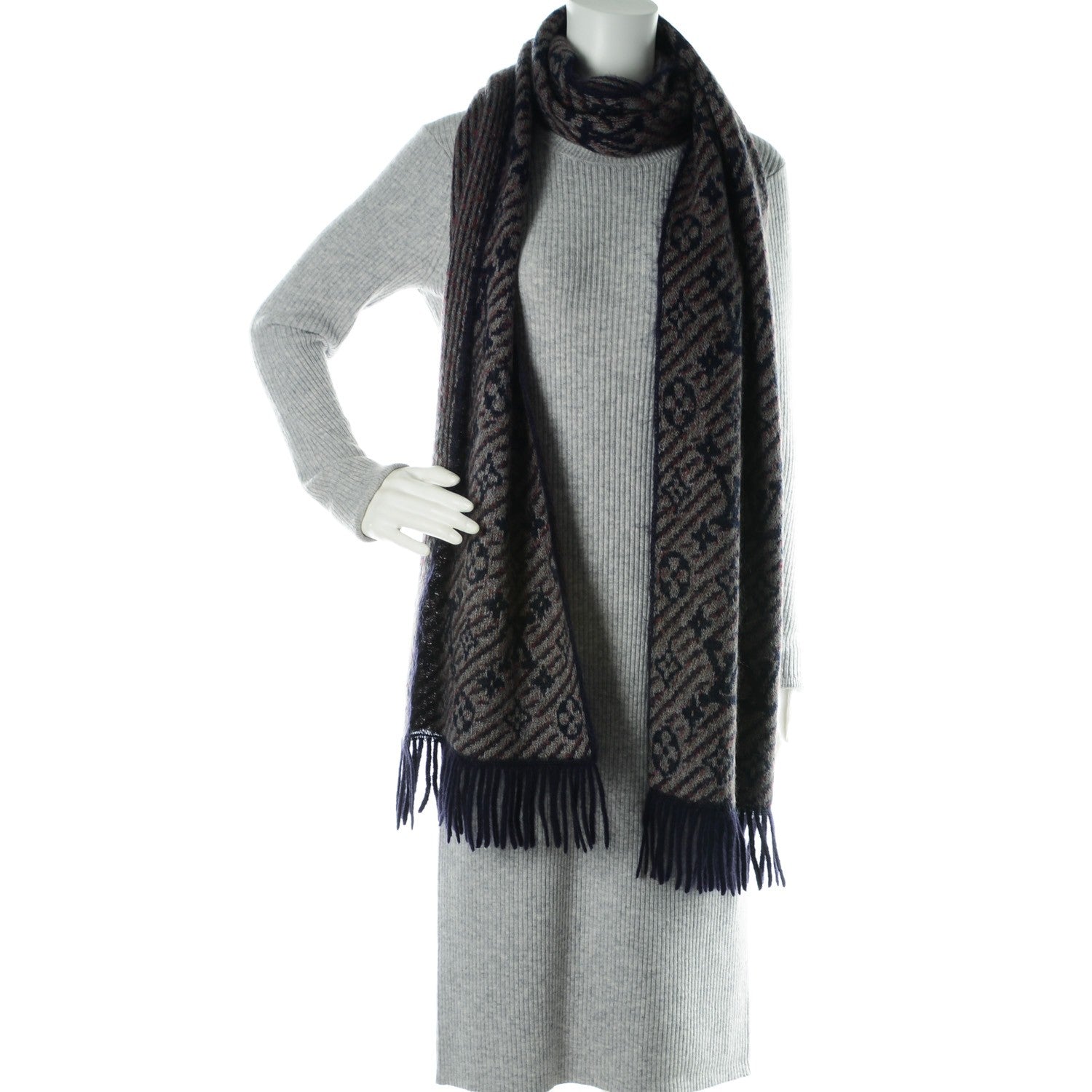 Louis Vuitton Wool Mohair Silk Monogram Scarf 2 of 5