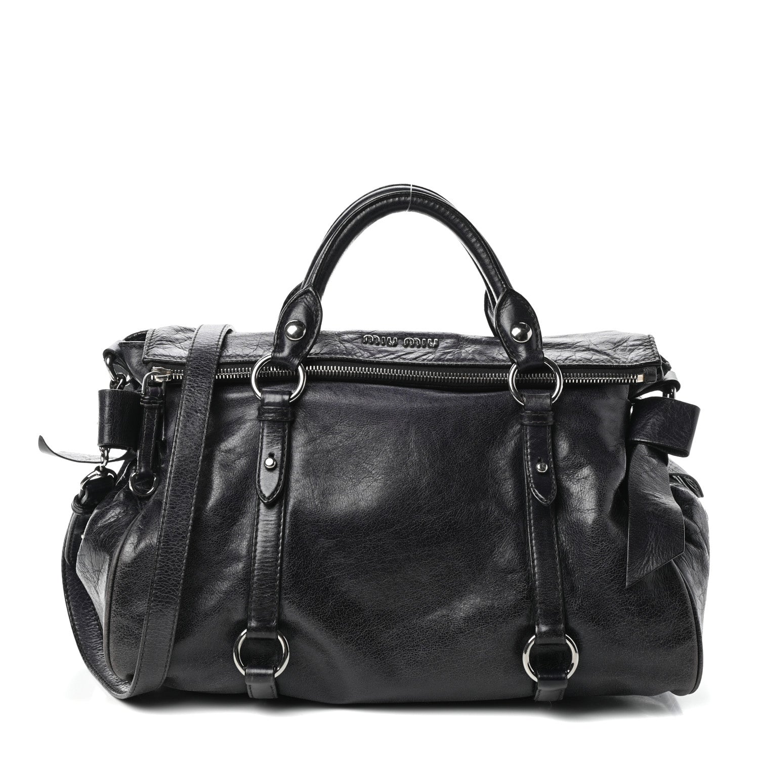 Miu Miu Vitello Lux Medium Bow Bag Bluette 1 of 9