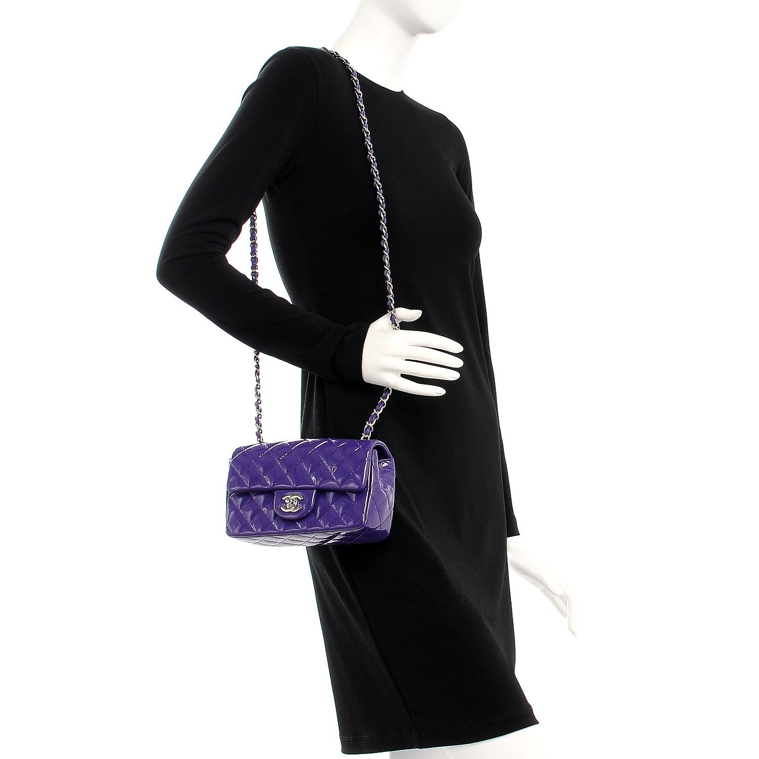 Chanel Patent Quilted Mini Rectangular Flap Purple 2 of 8
