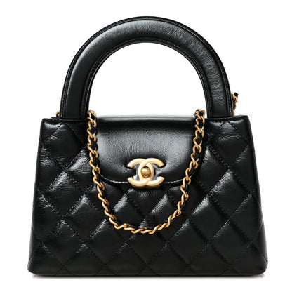 Chanel Shiny Aged Calfskin Quilted Nano Kelly Shopper Black 1 of 9