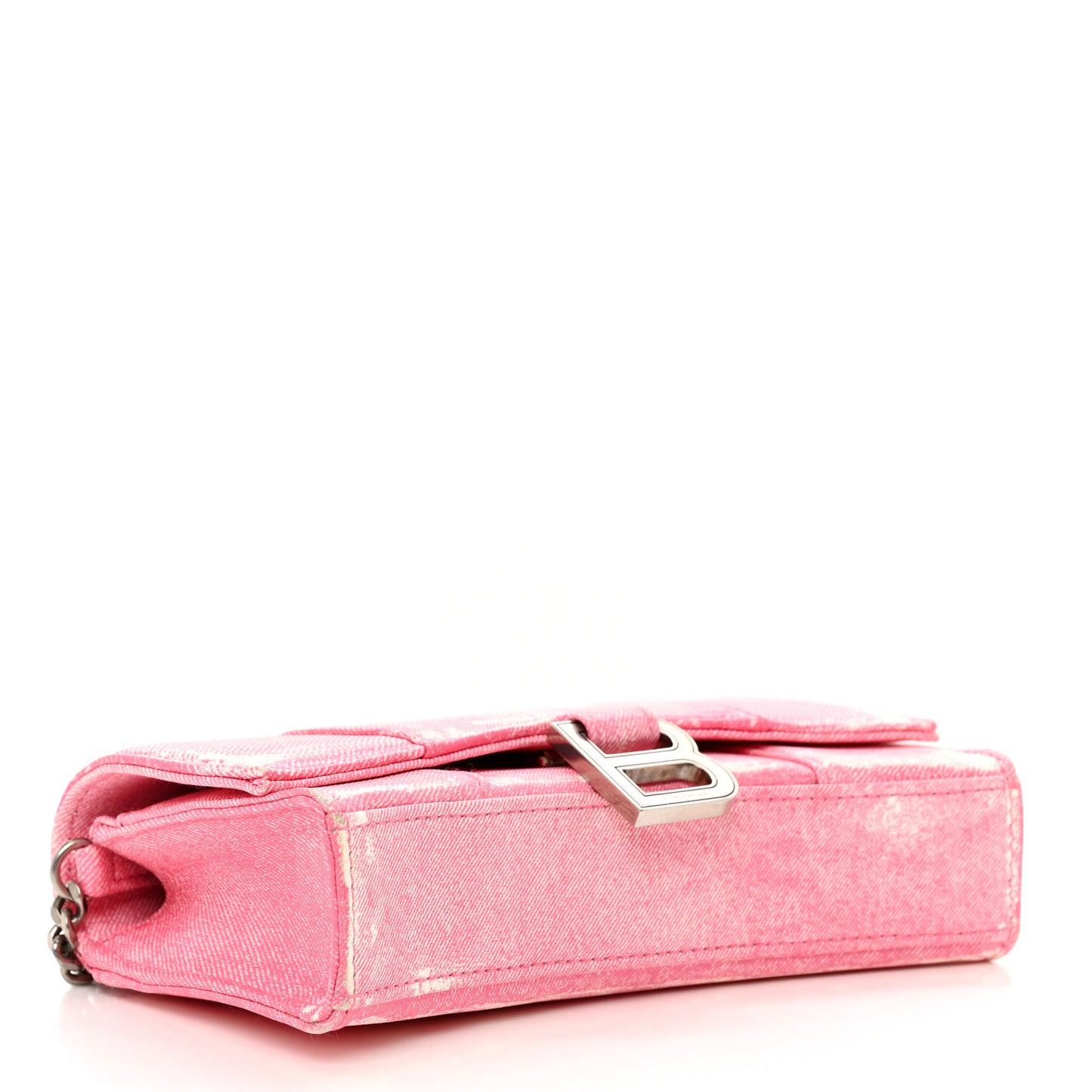 Nappa Denim Printed Hourglass Chain Bag Denim Pink