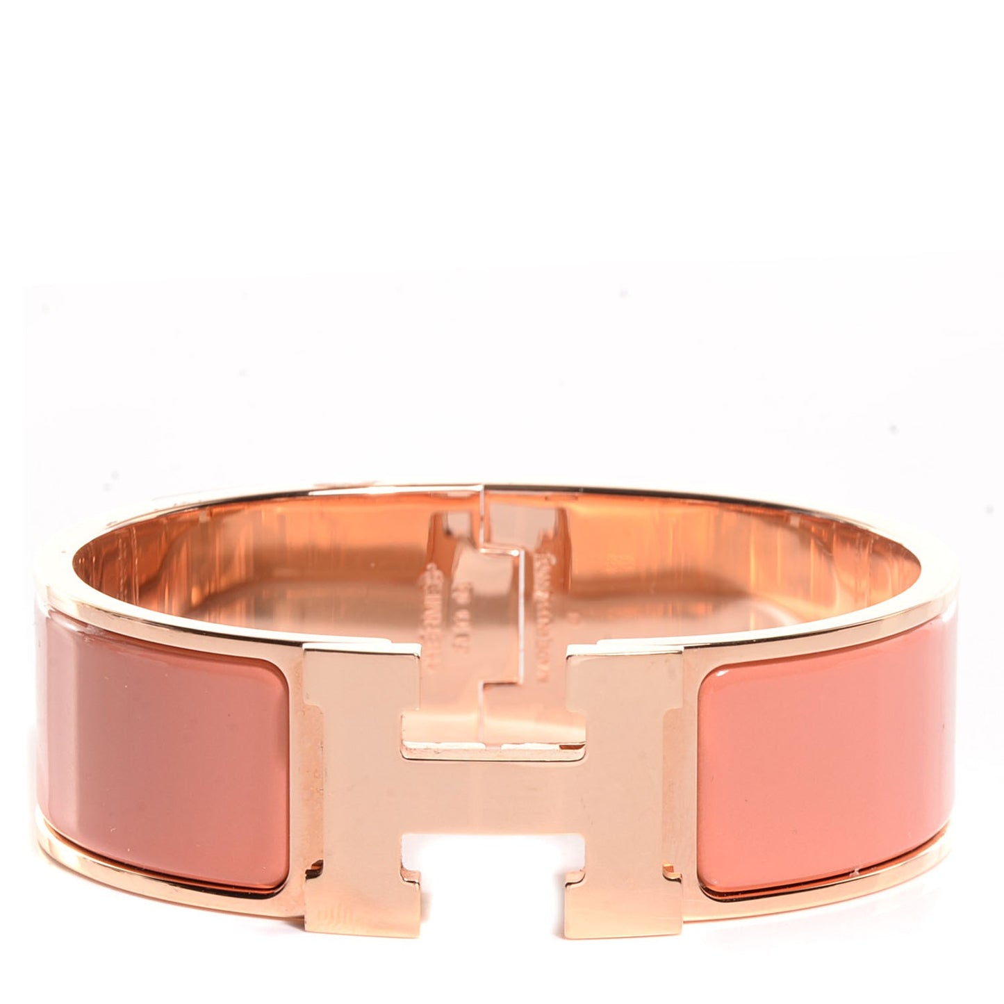 Enamel Wide Clic Clac H Bracelet GM Rose Saumon