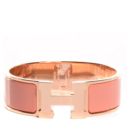 Hermes Enamel Wide Clic Clac H Bracelet GM Rose Saumon 1 of 5