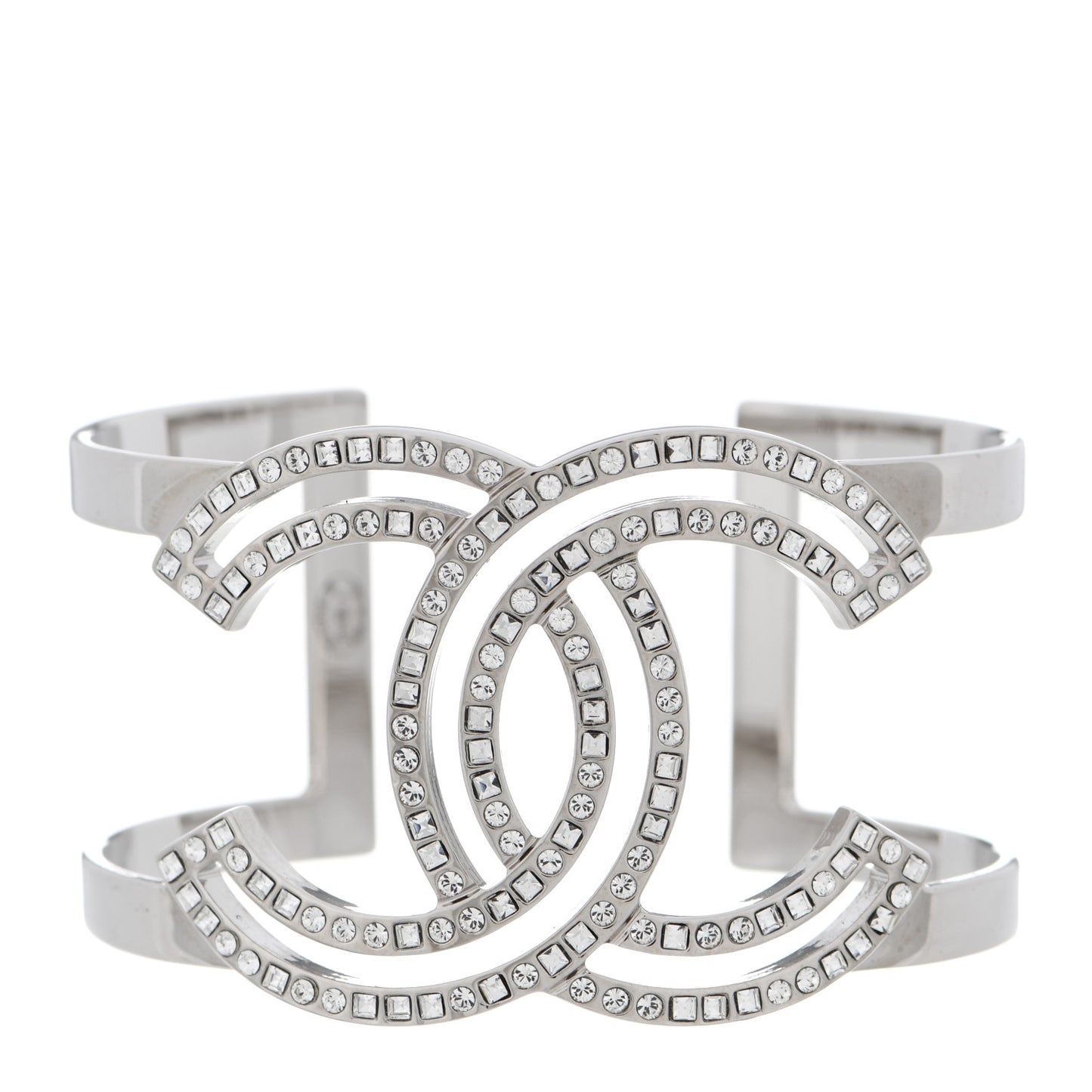 Metal Crystal CC Cuff Silver
