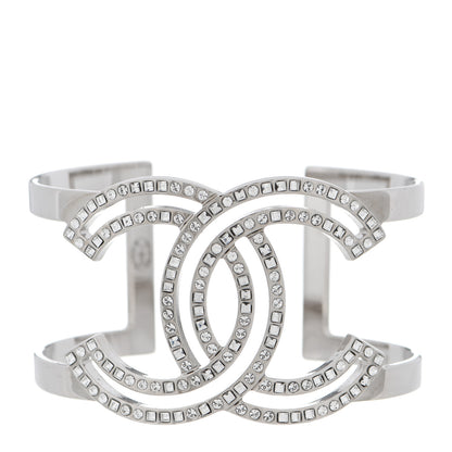 Chanel Metal Crystal CC Cuff Silver 1 of 5