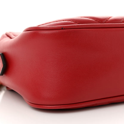 Gucci Calfskin Matelasse Small GG Marmont Chain Shoulder Bag Hibiscus Red 9 of 17