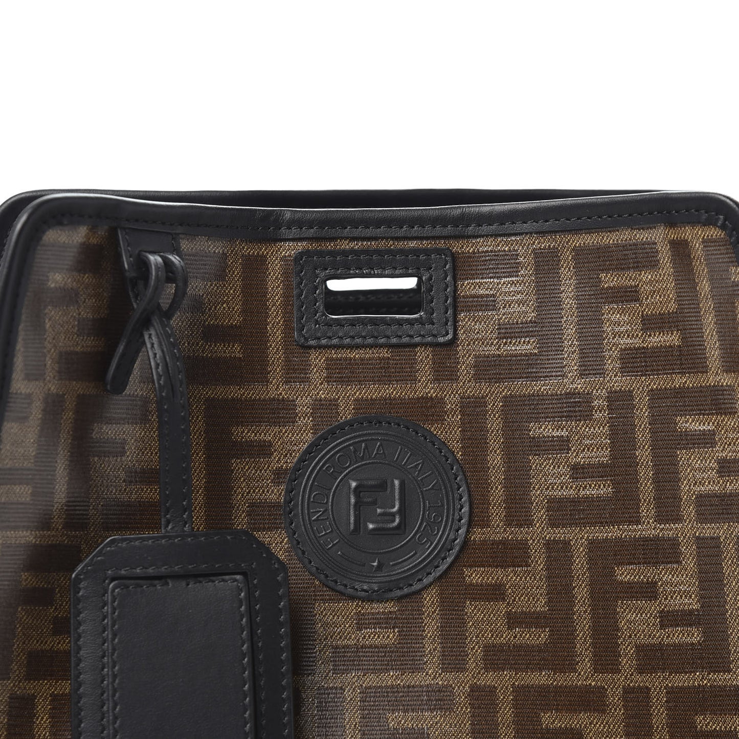 Glazed Fabric Vitello Century FF 1974 Stamp Patch Mini Peekaboo Defender Cover Mogano Panna Black