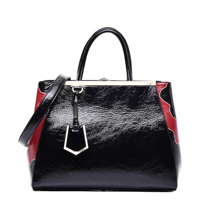 Fendi Patent Regular 2Jours Tote Black Red Milk 1 of 10