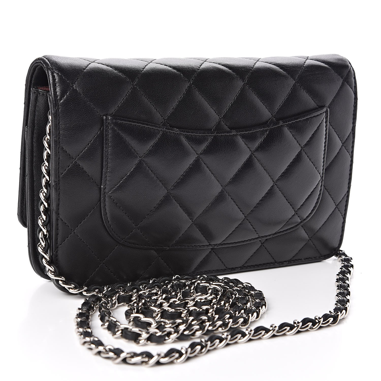 Chanel Lambskin Quilted Wallet On Chain WOC Black 3 of 11