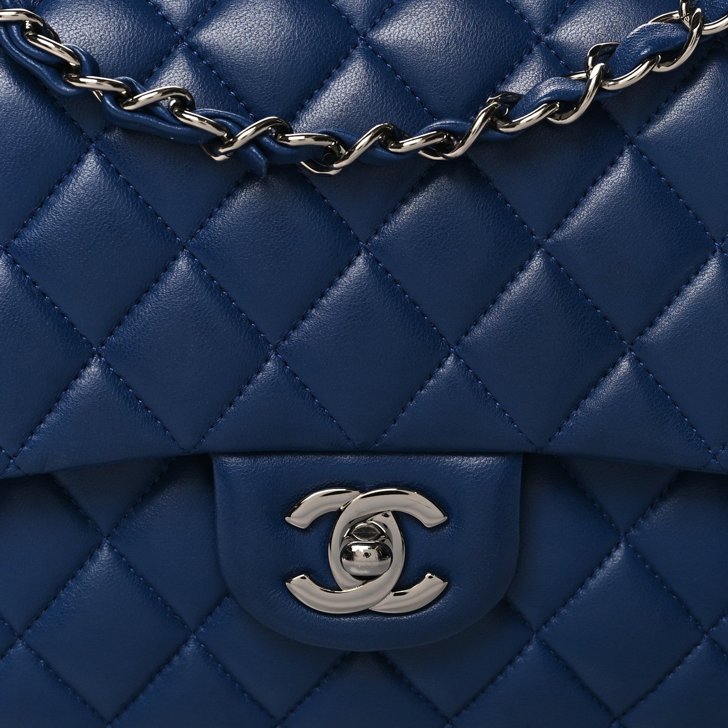 Chanel Lambskin Quilted Medium Double Flap Blue 8 of 10