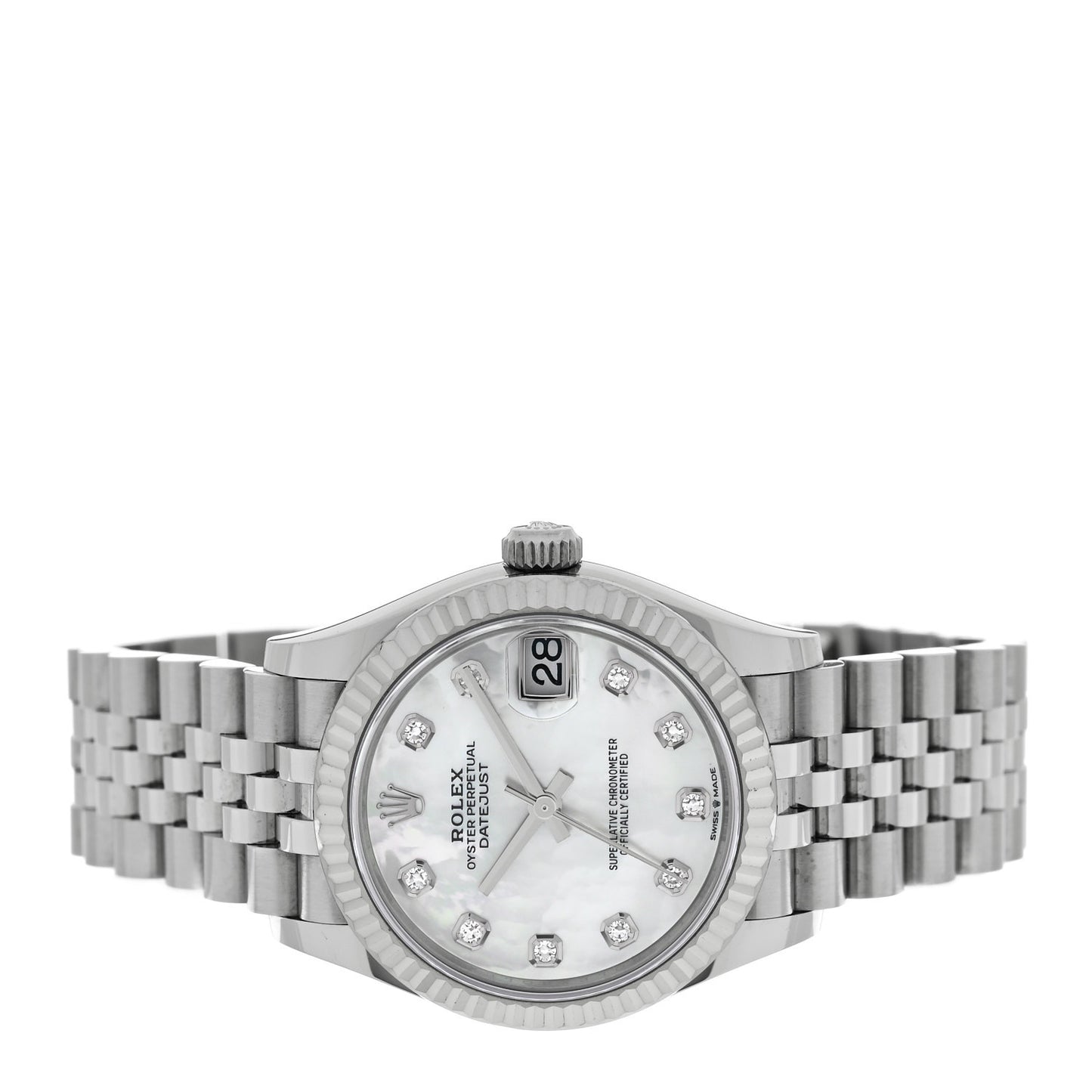 Stainless Steel 18K White Gold Diamond Mother of Pearl 31mm Oyster Perpetual Datejust Watch 278274