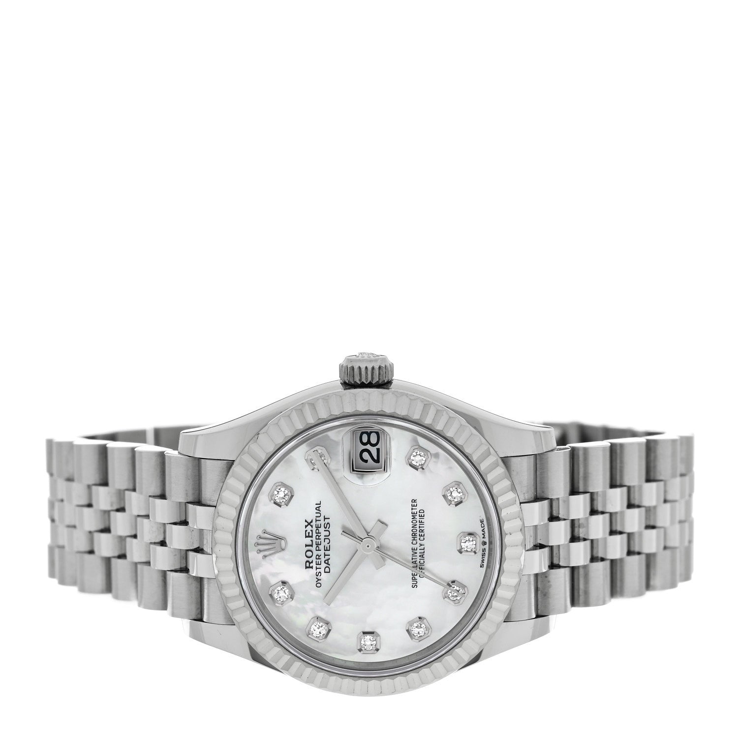 Rolex Stainless Steel 18K White Gold Diamond Mother of Pearl 31mm Oyster Perpetual Datejust Watch 278274 2 of 5